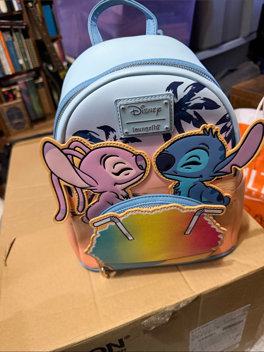 Loungefly Kids Pastel Blue Pink Gradient Stitch & Angel Mini Backpack